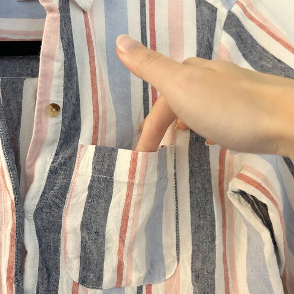 Anthropologie Maeve Multicolor Striped Linen Blend Button Down Shirt Size XS - Picture 6 of 10